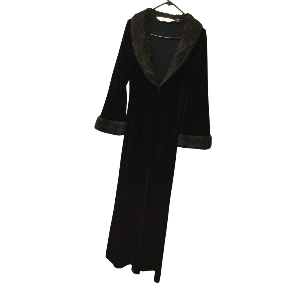 Victoria's Secret Black Robe with Brown Trim